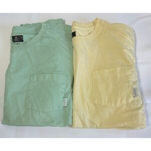 Greg Norman Cotton T-Shirts Mens M Yellow/Green Set of 2 Pocket Short Sleeve